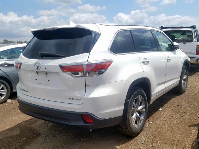 5TDJKRFH3FS123748 - 2015 TOYOTA HIGHLANDER WHITE photo 4