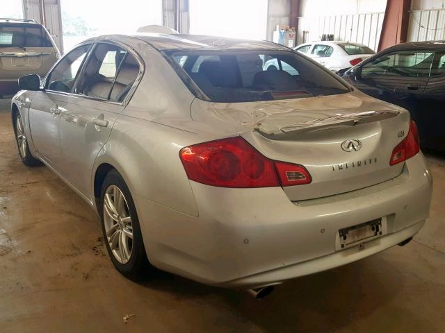 JN1CV6AP8AM202658 - 2010 INFINITI G37 BASE SILVER photo 3