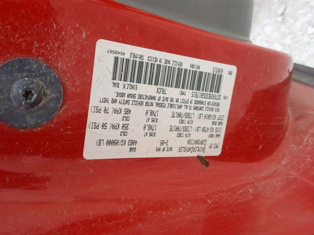 3D7KR28C65G817815 - 2005 DODGE RAM 2500 S წითელი ფოტო 10