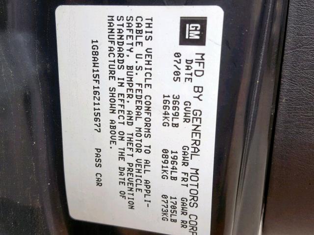 1G8AW15F16Z115677 - 2006 SATURN ION LEVEL BLUE photo 10