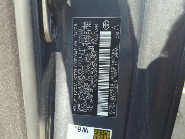 JTKDE167290276053 - 2009 TOYOTA SCION TC ნაცრისფერი ფოტო 10