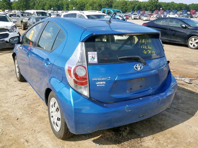 JTDKDTB35C1521459 - 2012 TOYOTA PRIUS C BLUE photo 3