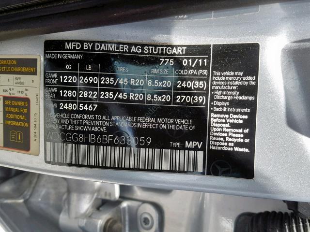 WDCGG8HB6BF633059 - 2011 MERCEDES-BENZ GLK 350 4M SILVER photo 10