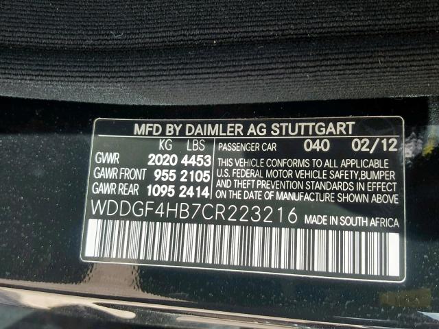 WDDGF4HB7CR223216 - 2012 MERCEDES-BENZ C 250 BLACK photo 10