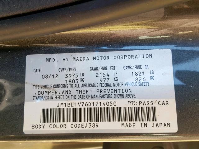 JM1BL1V76D1714050 - 2013 MAZDA 3 I GRAY photo 10