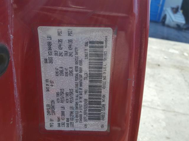 1B7FL26PXVS252450 - 1997 DODGE DAKOTA RED photo 10