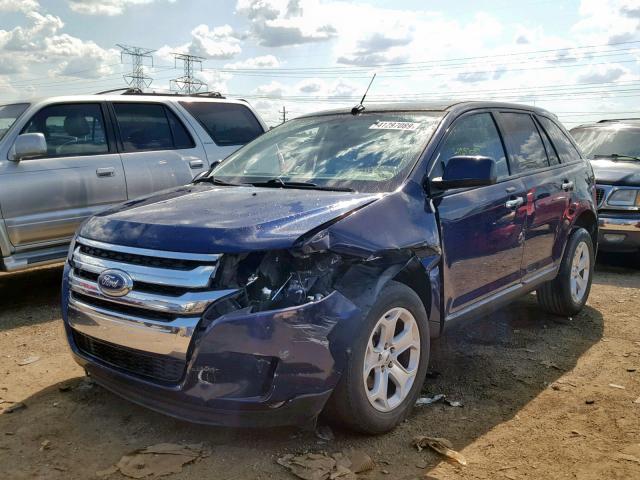 2FMDK3JC1BBA26240 - 2011 FORD EDGE SEL BLUE photo 2