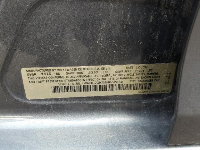 3VWRL71KX9M062052 - 2009 VOLKSWAGEN JETTA TDI CHARCOAL photo 10