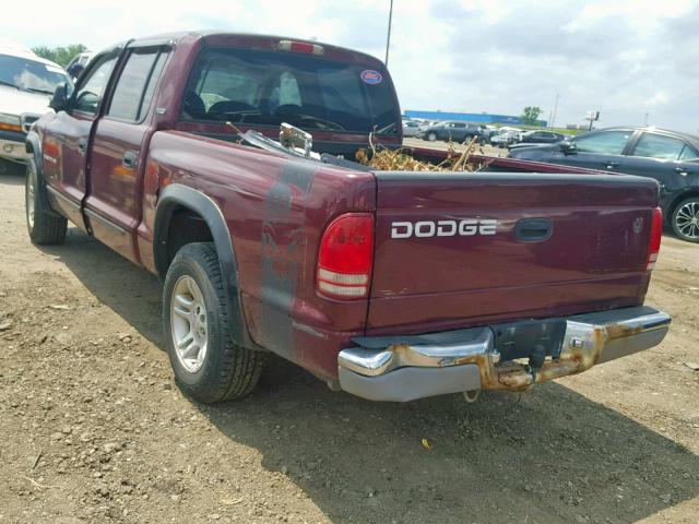 1B7GL2AX01S175254 - 2001 DODGE DAKOTA QUA BURGUNDY photo 3