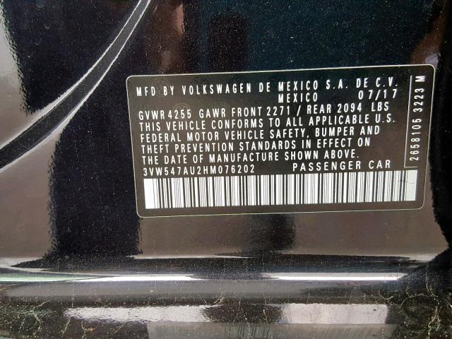 3VW547AU2HM076202 - 2017 VOLKSWAGEN GTI SPORT BLACK photo 10
