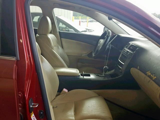 JTHBK262262009561 - 2006 LEXUS IS 250 BURGUNDY photo 5