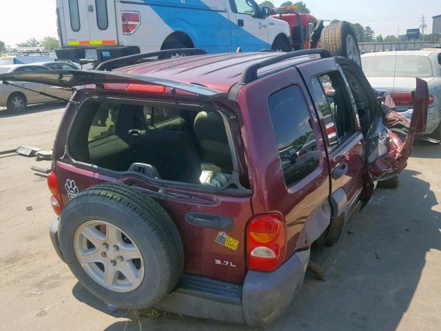 1J4GL48K73W581348 - 2003 JEEP LIBERTY SP MAROON photo 4