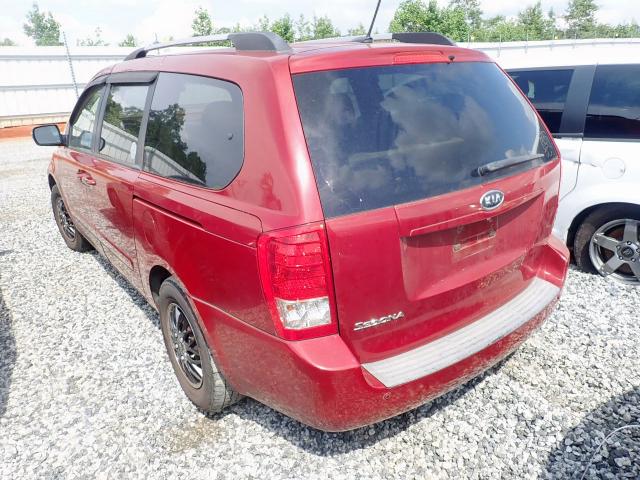 KNDMG4C78B6372862 - 2011 KIA SEDONA LX RED photo 3