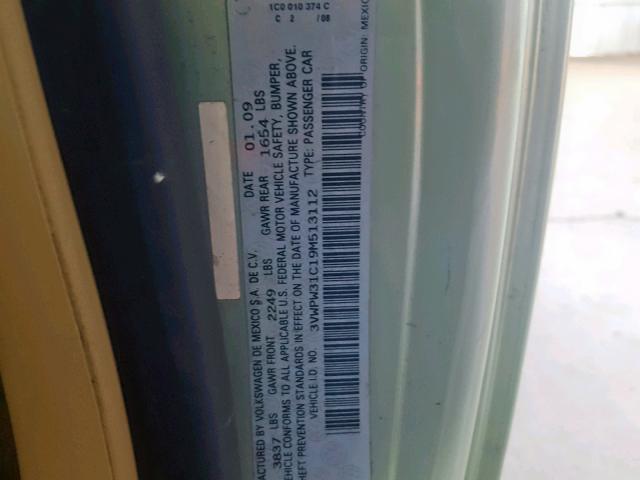 3VWPW31C19M513112 - 2009 VOLKSWAGEN NEW BEETLE მწვანე ფოტო 10