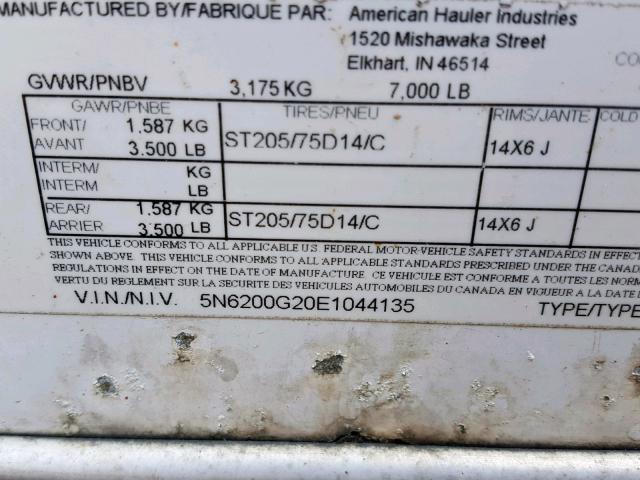 5N6200G20E1044135 - 2017 AMERICAN MOTORS HAULER WHITE photo 10