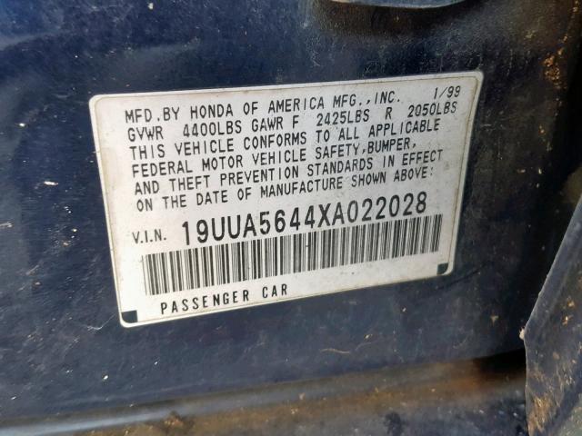 19UUA5644XA022028 - 1999 ACURA 3.2TL BLUE photo 10