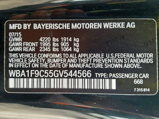 WBA1F9C55GV544566 - 2016 BMW 228 I BLACK photo 10