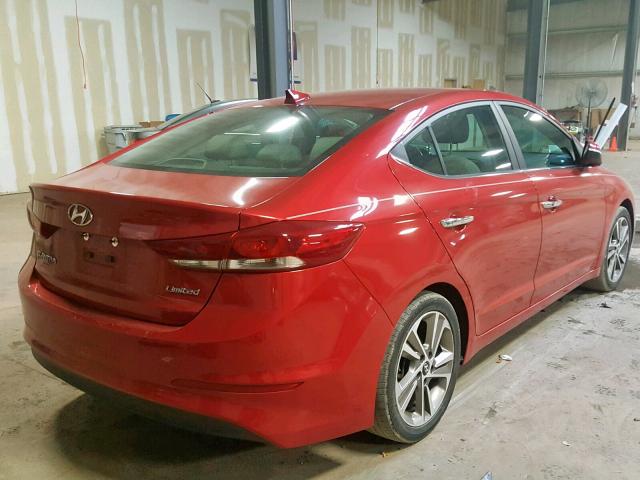 5NPD84LF1HH032603 - 2017 HYUNDAI ELANTRA RED photo 4