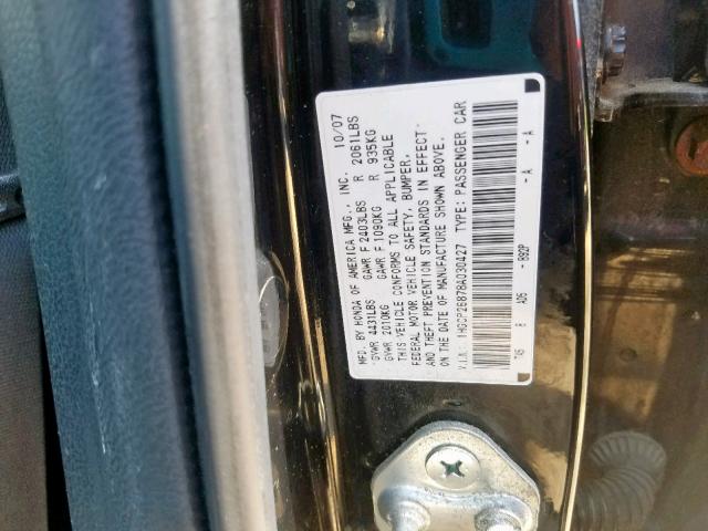 1HGCP26878A030427 - 2008 HONDA ACCORD EXL BLACK photo 10