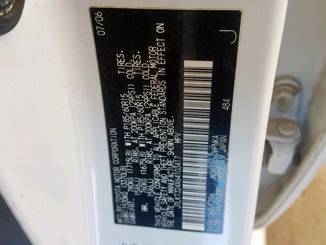 JTLKT324X64103417 - 2006 TOYOTA SCION XB 白色 照片 10