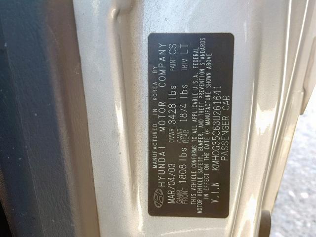 KMHCG35C63U261641 - 2003 HYUNDAI ACCENT GL SILVER photo 10