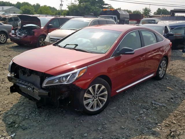 5NPE34AF3HH540111 - 2017 HYUNDAI SONATA SPO RED photo 2