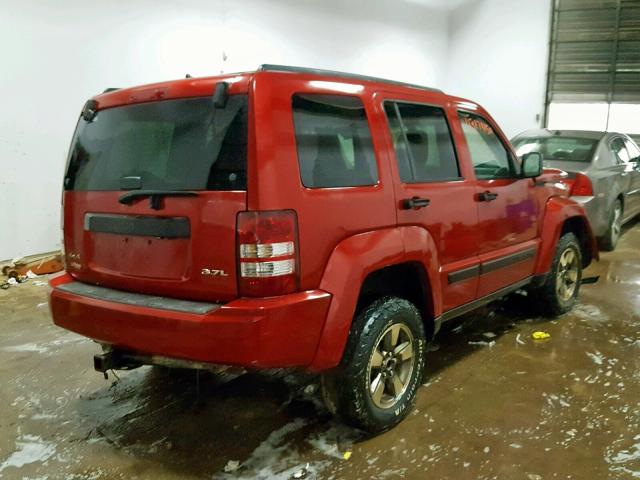 1J8GN28K38W236094 - 2008 JEEP LIBERTY SP RED photo 4
