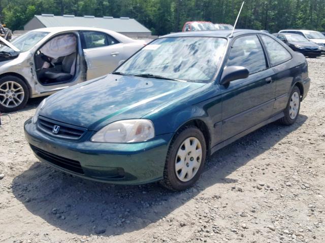 1HGEJ6120YL035865 - 2000 HONDA CIVIC DX GREEN photo 2