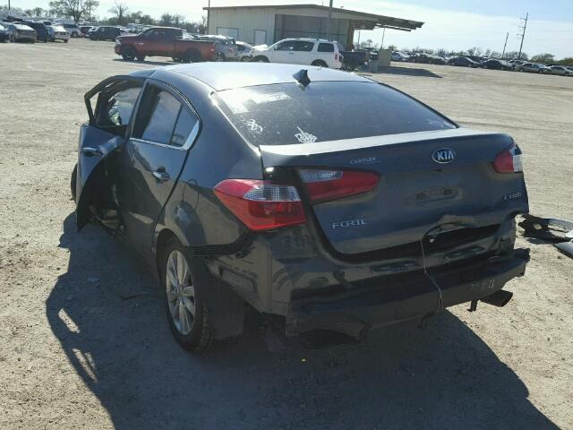 KNAFX4A87E5089834 - 2014 KIA FORTE EX GRAY photo 3