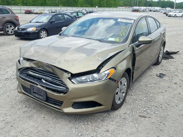 3FA6P0G71DR153765 - 2013 FORD FUSION S GREEN photo 2