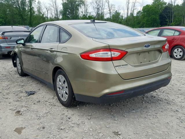 3FA6P0G71DR153765 - 2013 FORD FUSION S GREEN photo 3