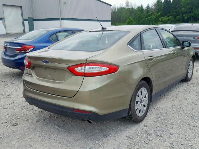 3FA6P0G71DR153765 - 2013 FORD FUSION S GREEN photo 4