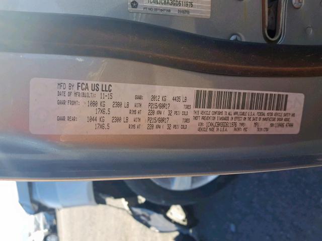 1C4NJCBA3GD611976 - 2016 JEEP COMPASS SP 银色 照片 10