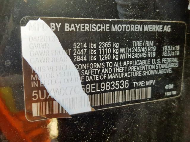 5UXWX7C58EL983536 - 2014 BMW X3 XDRIVE3 BLUE photo 10