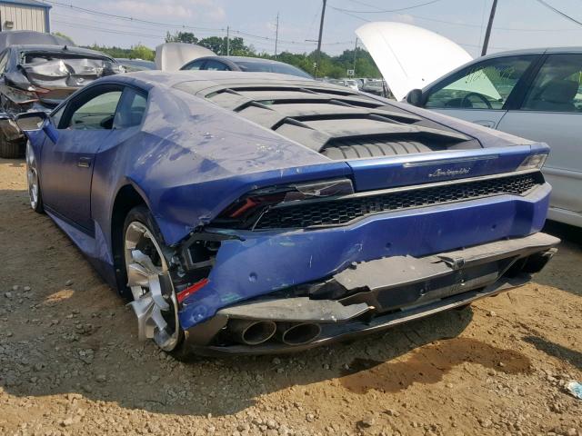 ZHWUC1ZF1GLA03692 - 2016 LAMBORGHINI HURACAN BLUE photo 3