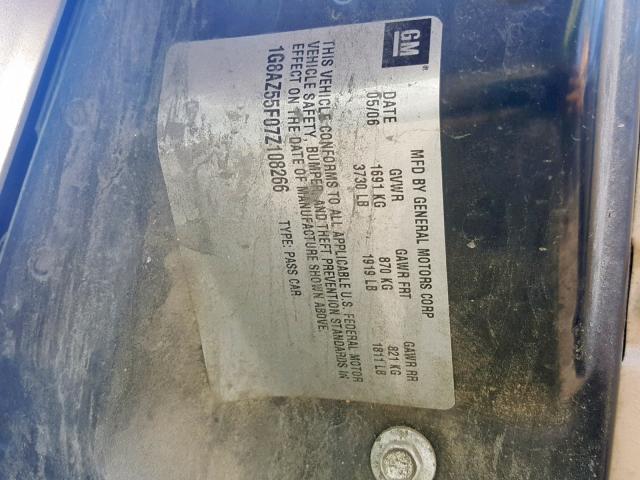 1G8AZ55F07Z108266 - 2007 SATURN ION LEVEL GOLD photo 10