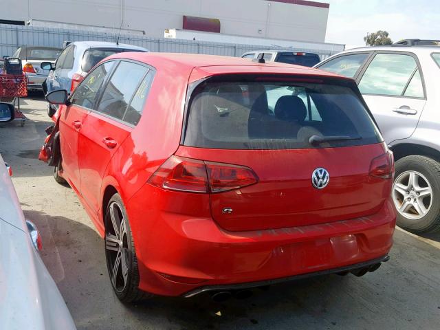 WVWUF7AU7GW053313 - 2016 VOLKSWAGEN GOLF R RED photo 3