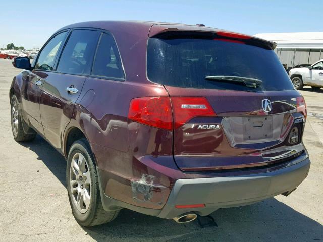 2HNYD28208H528843 - 2008 ACURA MDX MAROON photo 3