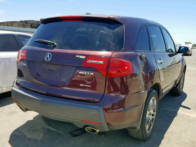 2HNYD28208H528843 - 2008 ACURA MDX MAROON photo 4