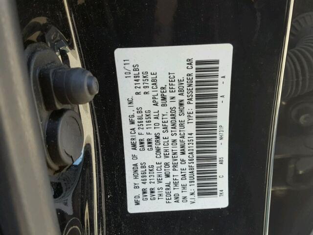 19UUA8F56CA013514 - 2012 ACURA TL BLACK photo 10