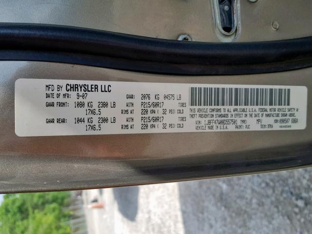 1J8FF47W08D557501 - 2008 JEEP COMPASS SP TAN photo 10