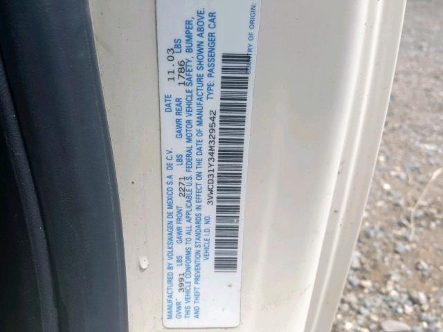 3VWCD31Y34M329542 - 2004 VOLKSWAGEN NEW BEETLE თაფლისფერი ფოტო 10