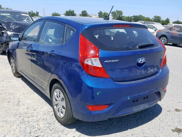 KMHCT5AE3GU269426 - 2016 HYUNDAI ACCENT SE BLUE photo 3