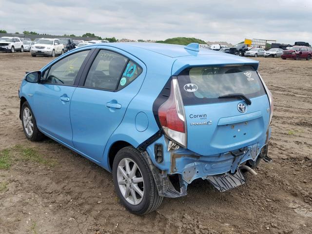 JTDKDTB37F1099036 - 2015 TOYOTA PRIUS C BLUE photo 3