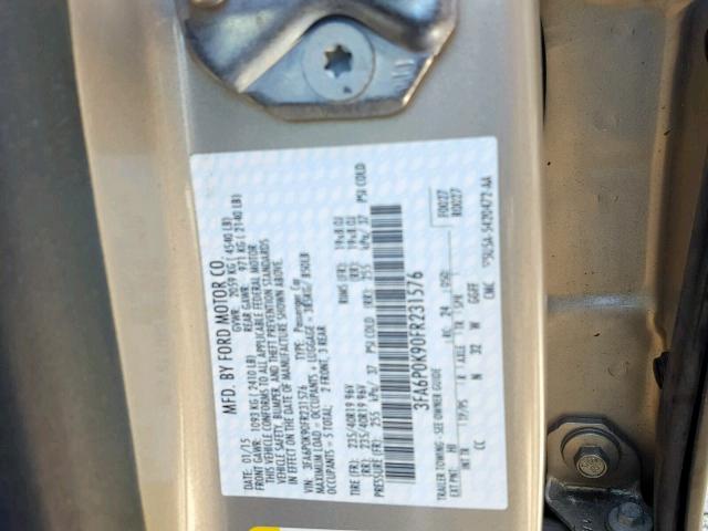 3FA6P0K90FR231576 - 2015 FORD FUSION TIT GOLD photo 10