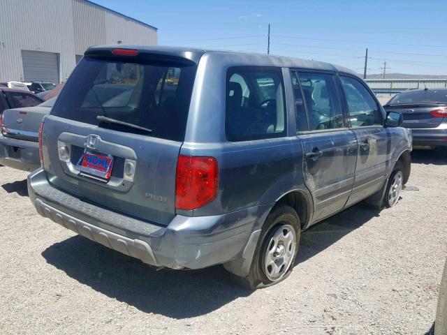 2HKYF18155H558117 - 2005 HONDA PILOT LX BLUE photo 4