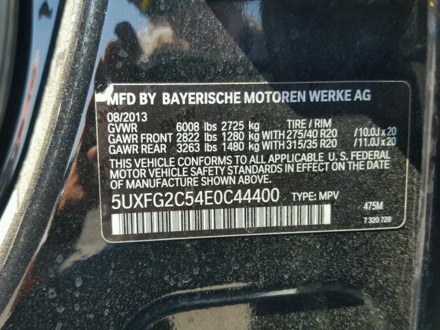 5UXFG2C54E0C44400 - 2014 BMW X6 XDRIVE3 BLACK photo 10