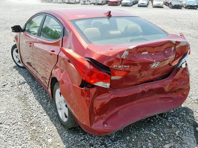 5NPDH4AE2DH295851 - 2013 HYUNDAI ELANTRA GL RED photo 3