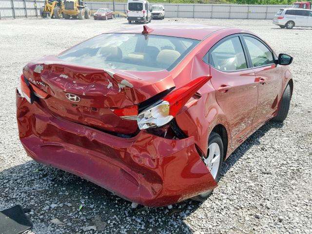 5NPDH4AE2DH295851 - 2013 HYUNDAI ELANTRA GL RED photo 4