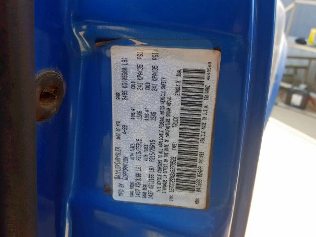 1B7GG22X2XS279529 - 1999 DODGE DAKOTA BLUE photo 10